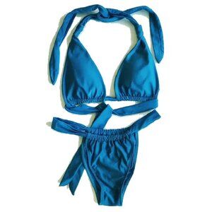 2PC Somerfield Swim Bikini S/M Positano Top Matira Bottom Metallic Teal